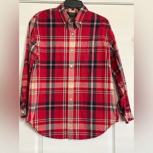 Lauren Ralph Lauren Red and Navy Plaid Petite Womens Button Down Shirt